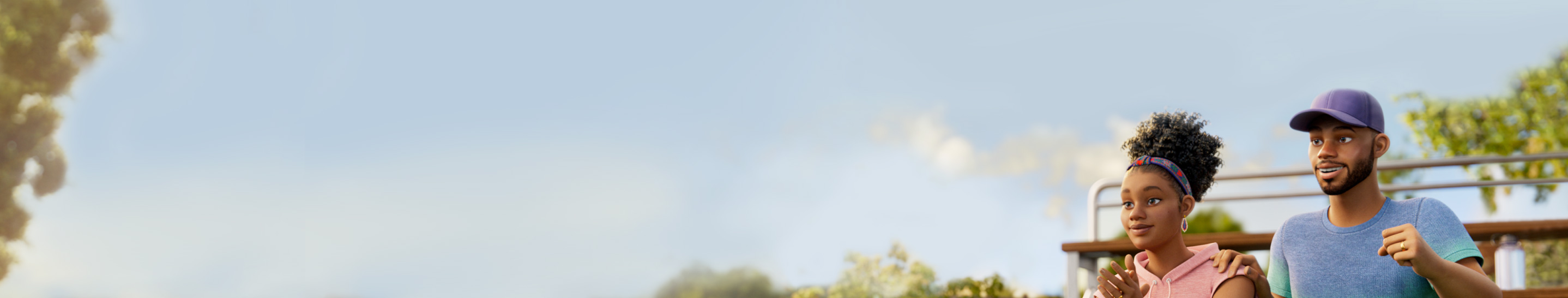 Female ABILIFY ASIMTUFII user with male friend enjoying watching an outdoor event 