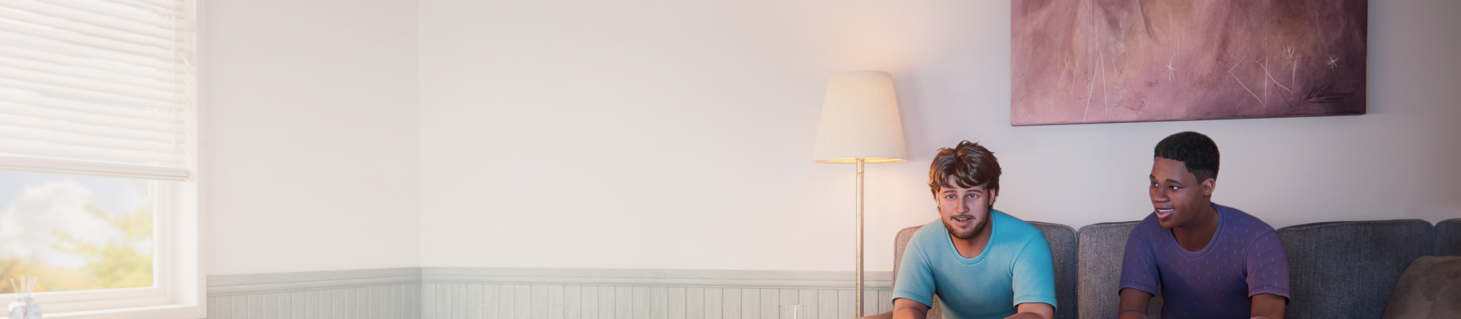 Teenage boy with schizophrenia playing video games with a friend