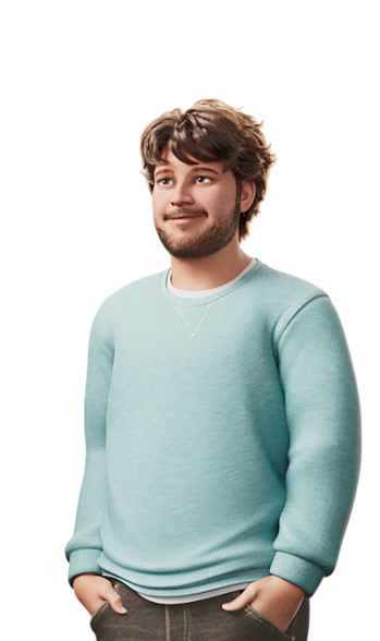 Male ABILIFY ASIMTUFII for schizophrenia patient in a light blue sweater.