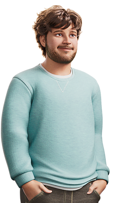 Male ABILIFY ASIMTUFII for schizophrenia patient in a light blue sweater