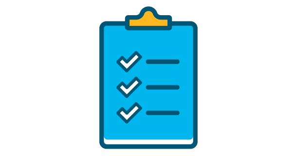 A clipboard with a checklist icon