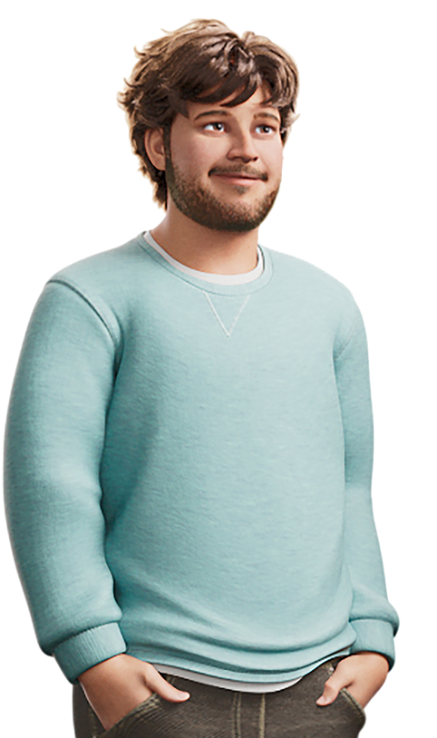 Male ABILIFY ASIMTUFII for schizophrenia patient in a light blue sweater